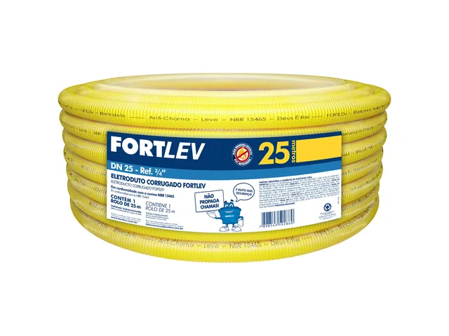 Eletroduto corrugado amarelo da marca Fortlev