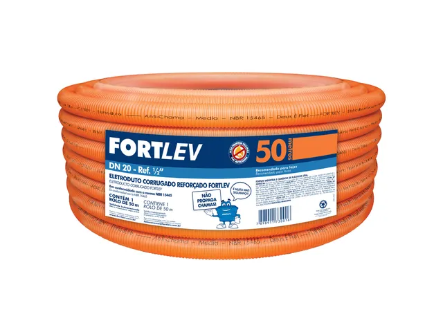 Eletroduto corrugado reforçado laranja da marca Fortlev