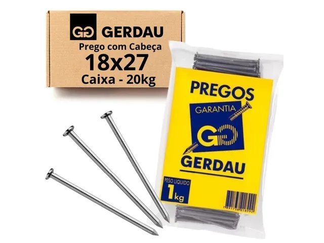 Prego comum com cabeça 18 x 27 da marca Gerdau